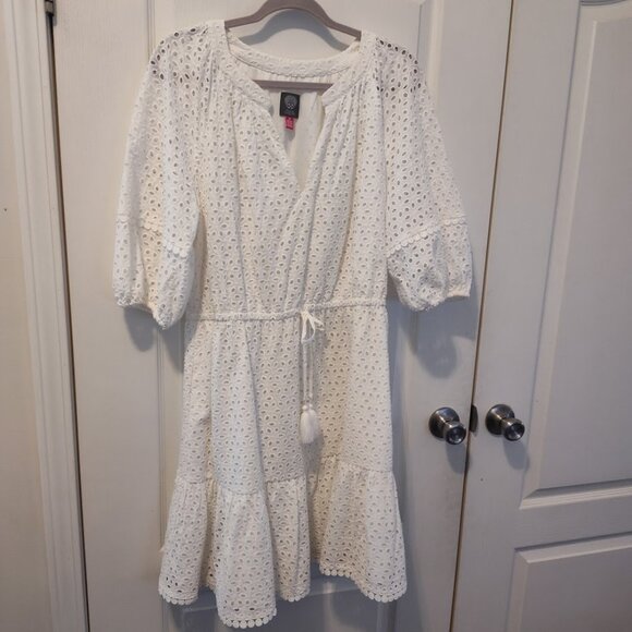 Vince Camuto Women's Ivory Eyelet Fit & Flare Dress Size 14 - Picture 5 of 5